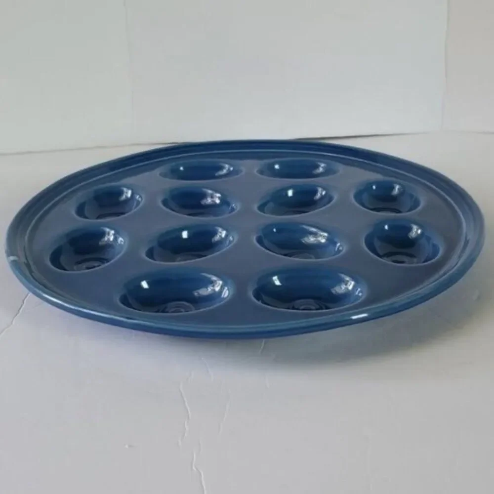 Festaware Fiesta 12 Deviled Egg Plater Plate Tray Blue Lapis Ceramic